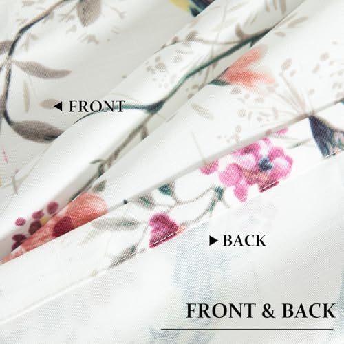 Image of VOGOL Country Style Door Curtains, Bird Pattern Rod Pocket French Door Curtain, Light Filtering Window Panel for Sliding Glass Closet Doorway, 25 x 72, 1 Piece
