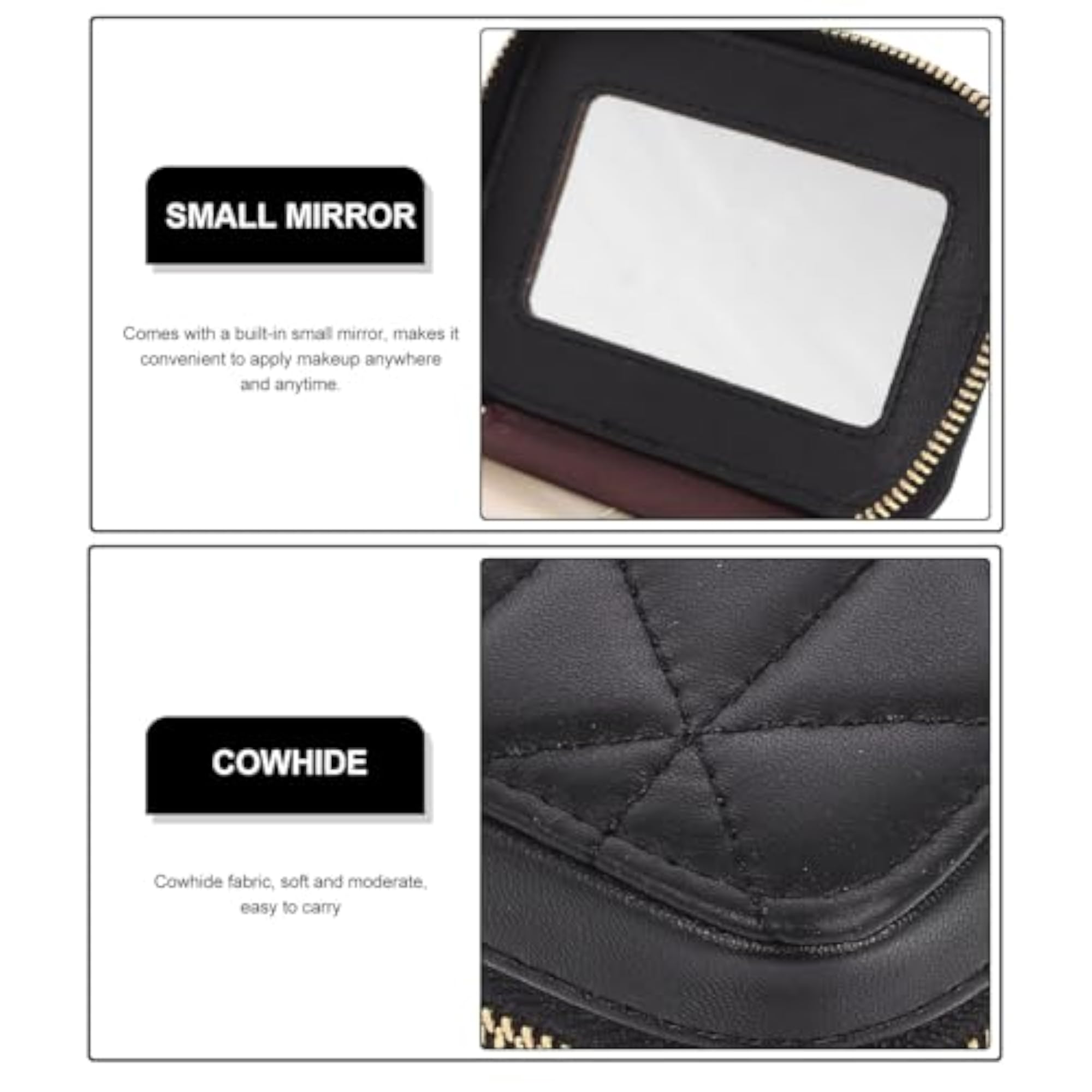 Mini Makeup Bag with Mirror for Women