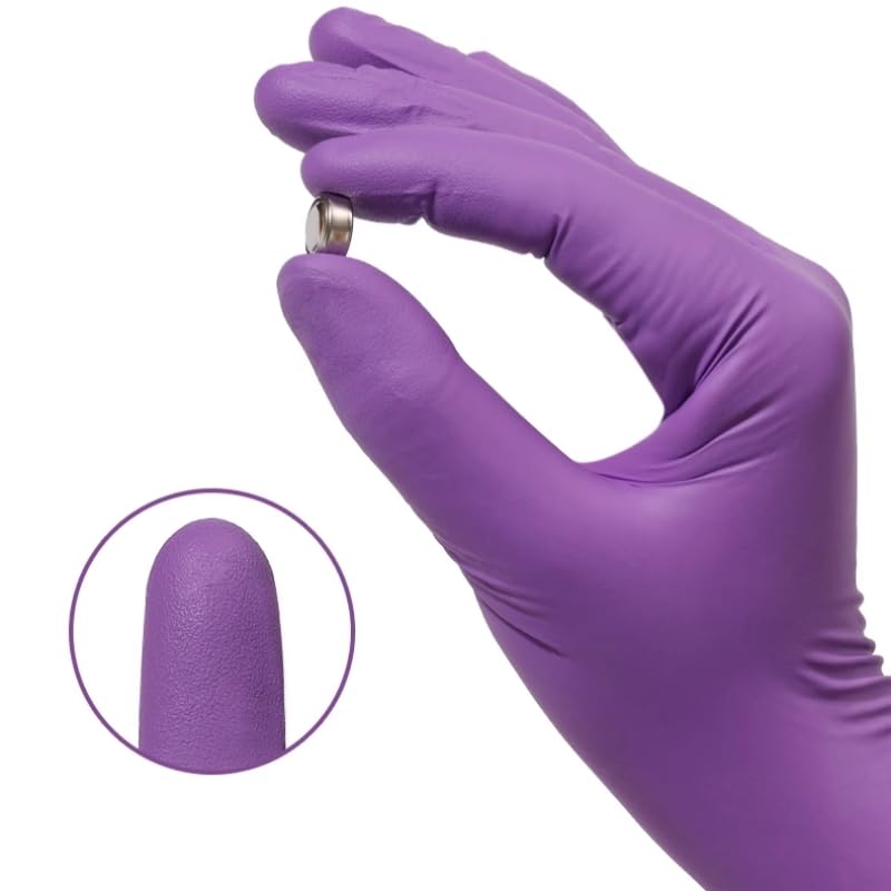 Guantes de nitrilo desechables, gruesos y duraderos, for limpieza del hogar, cocina, lavavajillas, jardinería, tatuajes, 20/50/100 unidades(Purple 100PCS,L)