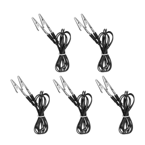 Image of MECCANIXITY ESD Grounding Cable Cord with Alligator Clip 180cm /70.87 Inch Long,Anti-Static Ground Wire Cable Clip for Eliminate Conductor Electrostatic, Pack of 5(Black)