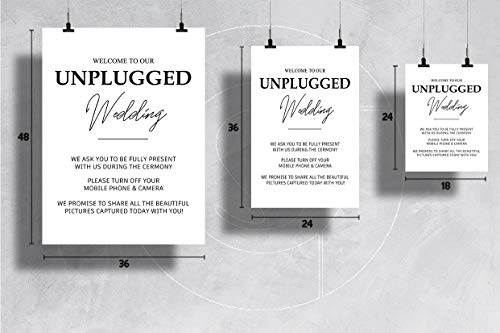 image for SPEEDYORDERS Unplugged Wedding Sign - 48x36, 36x24, 24x18 inches Welco