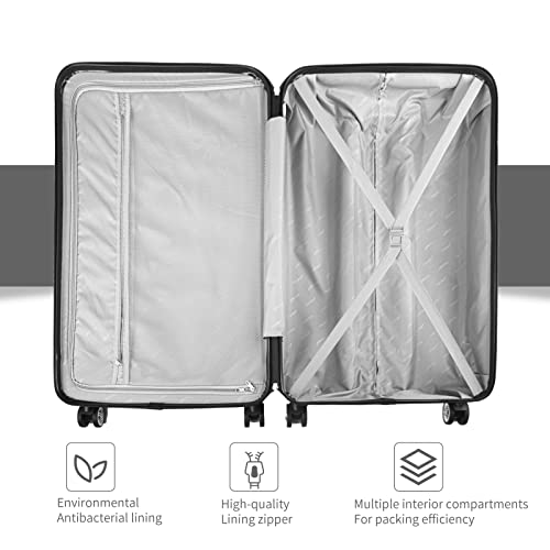 Fochier F 3 Piece Expandable Luggage Set With Tsa Lock, Hardside Rolling Suitcase Set With 4 Spinner Wheels For Women Man, 20 24 28 Inch, Grey #TOP6