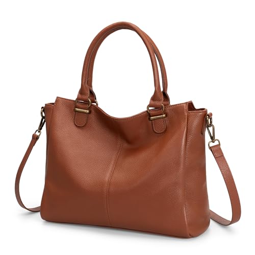 Cartera de mano mediana de cuero genuino para mujer miniatura 1