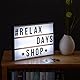 Relaxdays Light Box, Leuchtbox Set mit 85 Zeichen, Buchstaben, LED Leuchtschild, HxBxT: 22 x 30 x 4,3 cm, weiß/schwarz
