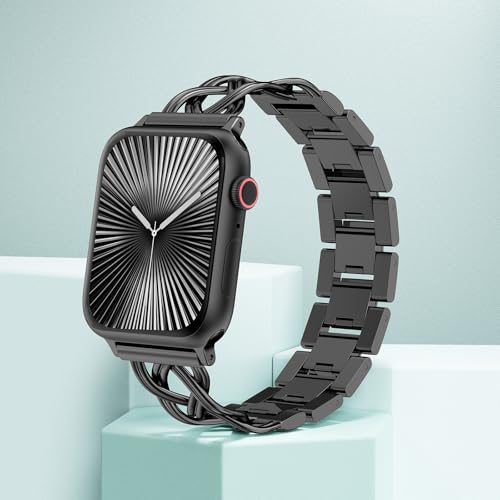 Image of TOYOUTHS Dressy Bracelet Compatible with Apple Watch Bands 38 /40 /41 /42 /44 /45 /46 /49mm Women, Celtic Stainless Steel Metal Fancy Nice Pretty Strap for iWatch Series 11 10 9 8 7 6 5 4 Ultra /SE 3 2 1