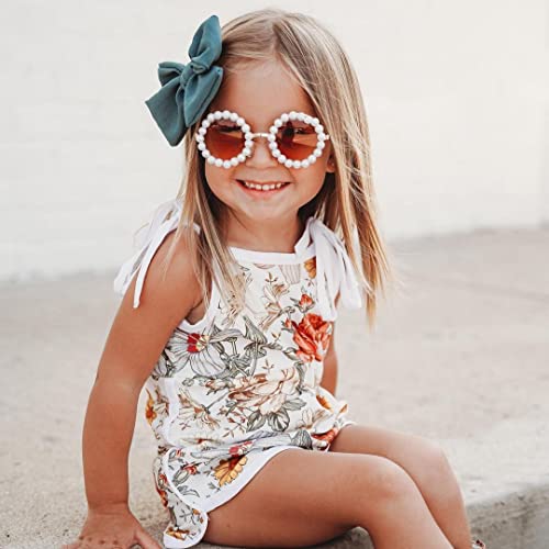 Mayummpy Toddler Baby Girl Summer Clothes Jumpsuit Cartoon Flower Sleeveless Sling Tie-Up Shorts Ribbed Overalls Romper (As1, Age, 9_Months, 12_Months, White Floral) #TOP5