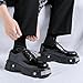 Men's Leather Platform Oxfords Fashion Goth Punk Motorcycle Shoes with Metal (Black,10)