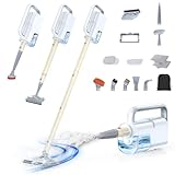 LABIGO Electric Spin Scrubber LA2 Pro, Shower Power Cleaning Brush with Display and 4 Replaceable Heads,2 Adjustable speeds, 3 Extension Handle, for Bathroom Floor Tile