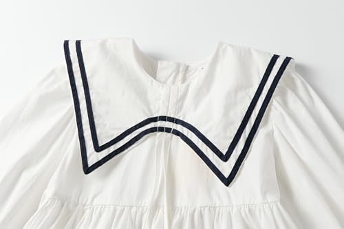 LittleSpring Girls Long Sleeve Nautical Dress with Navy Sailor Collar3