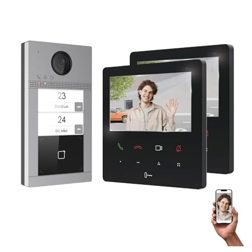 MATHFEL WLAN 2 Familienhaus IP Video Türsprechanlage, Unterputz-Türstation IP65, 7 Zoll Monitor, HD-Kamera 170°, Foto-/Video-Speicher, PoE-Switch, Farbe: 2x7'' Monitor