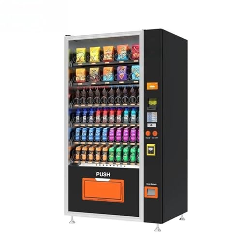 Glass Front Combo Vending Machine, Snack & Drink Vending Machine with LED Lighting & Smart Control System, Cashless Payment for Mall Store Office