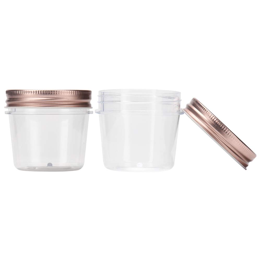novelinks 4 Ounce Clear Plastic Jars with Rose Gold Lids - Refillable Round Clear Containers Clear Jars Storage Containers for Kitchen & Household Storage - BPA Free (40 Pack)