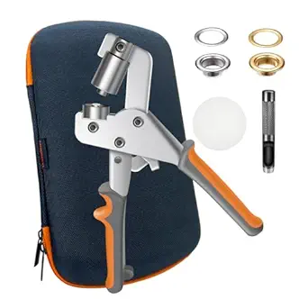 HAPDEN Heavy Duty Grommet Kit with Bag and 200 pcs 10mm Grommets, Complete Eyelet & Grommet Tool Kit for DIY Tarp Ring Repair and Installation