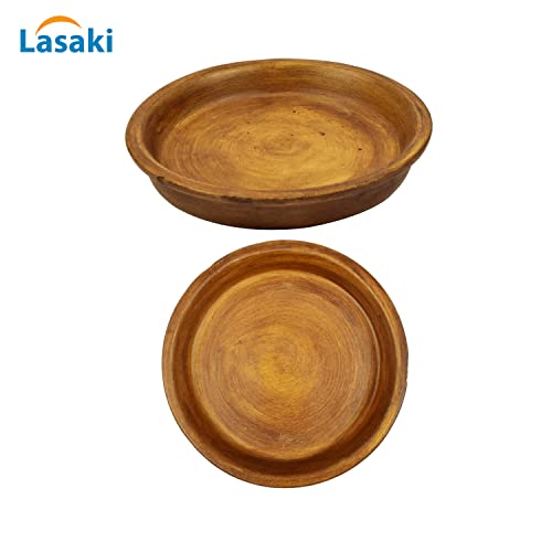 Image of Lasaki Round Antique Ceramic Bottom Tray /Plate for Planter (5-inch, Set of 2) | Dripping Tray for Pots & Succulents | Indoor & Outdoor Planters Home Garden Decor | Plants Not Included