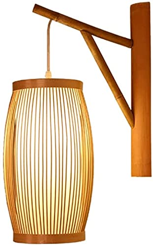Aplique de bambú japonés lámpara de pared hecha a mano con madera noble para salón retro