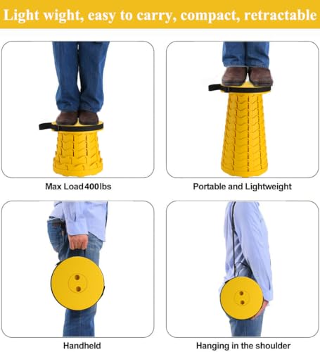 Image of Fishboy Upgraded Collapsible Stool, 400lbs Max Weight, Lightweight But Sturdy, Portable Retractable Folding Telescoping Foldable Camping Stool for Adults Outdoor Fishing Hiking BBQ