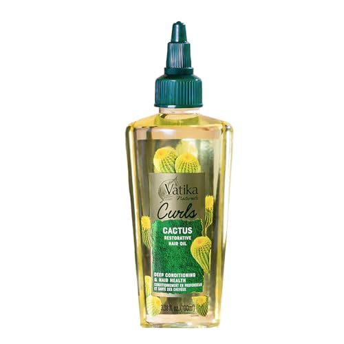 Vatika Naturals Curls Cactus Hair Oil | 100 ml | for Curls| Split Ends | Promotes Hair Growth, Nourishes & Conditions Hair, Prevents Dandruff | Cactus fruit extract & Shea butter
