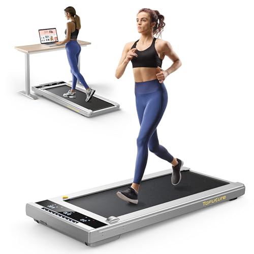 Cinta de Correr para el Hogar Debajo del Escritorio, 2.25HP Cinta de Correr Ultrafina Silenciosa, 10 km/h, 40 * 100cm cinturón, 12 Modos de Ejercicio, Pantalla táctil LCD, App y Control Remoto