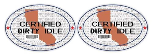 Image of Certified Dirty Idle Truck Decal Sticker for Diesel Trucks, 6 x 4 Inch, 2-Pack