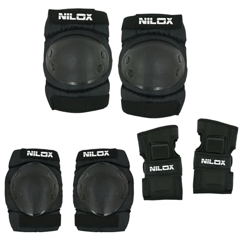 Nilox Doc Kit di Protezione Junior, Kit Protezione Gomitiere, Ginocchiere e Parapolsi, Protezione per Skate, Protezione in un'Unica Attrezzatura per Bicicletta, Monopattino, Pattini