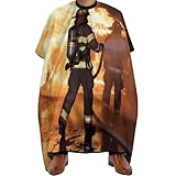 VFMKT Feuerwehrmann Feuerwehrmann Flamme Barbier Umhang für Männer Frauen Wasserdicht Haarschneideumhang Salonumhang mit verstellbarem Schnappverschluss Haarschneide-Zubehör, Stil, Einheitsgröße, Stil