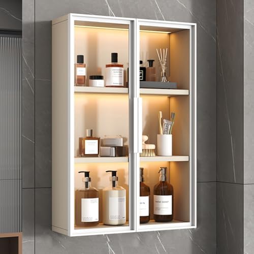 Wall Mounted Storage Cabinet - 2/3 Layer Solid Wood & Aluminum, Versatile Organizer for Bathroom, Kitchen, Perfect Over Toilet & Dining Room Solutions, Stylish & Functional Design