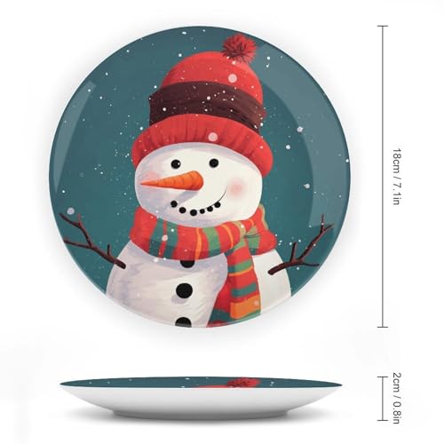 Plato decorativo de porcelana Bone China con muñeco de nieve, 7 pulgadas miniatura 2