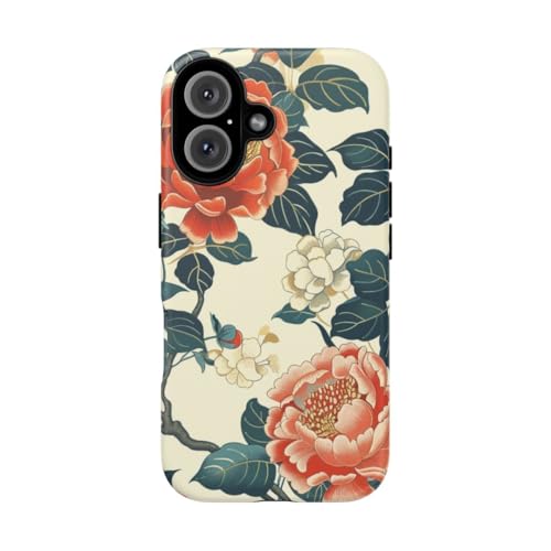 Coque pivoines florales vintage iPhone 16 anti-rayures et anti-traces mate
