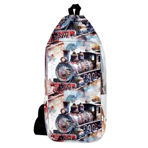 Sac à dos à bandoulière train au motif chemin de fer imprimé multicolore