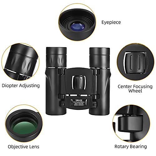 Binoculares Profesionales 100X22 Compactos Negro miniatura 2