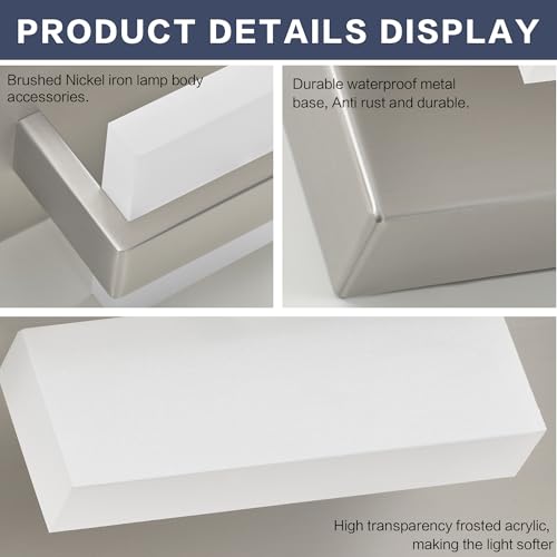 Image of SOLFART 5-Light Bathroom Vanity Lights Over Mirror,Brushed-Nickel LED Modern Vanity Lights for Bathroom, Dimmable