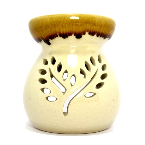 Difusor aromático eléctrico de cerámica beige con acabado esmaltado