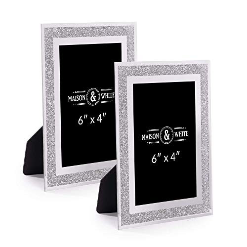 Glass Sparkle Photo Frames - 2er-Set | Freistehende Bilderrahmen | Home-Office-Anzeige | Glitzer-Fotorahmen | M & W 6 "x 4"