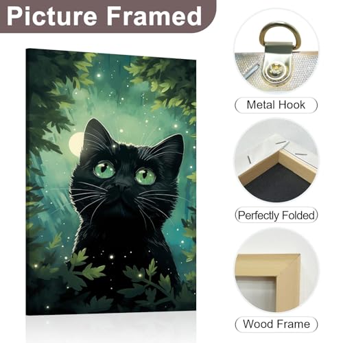Décoration maison affiche chat noir jungle abstraite