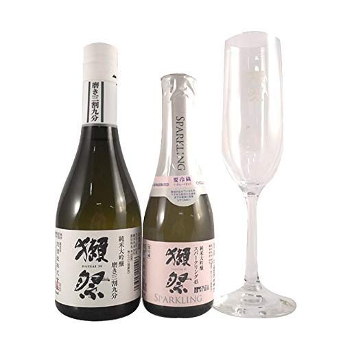 獺祭 飲み比べセット 純米大吟醸 磨き 39 300ml 獺祭45にごりスパークリング 180ml 獺祭フルートグラス 各1本 ギフトボックス入り 誕生日 ギフト プレゼント