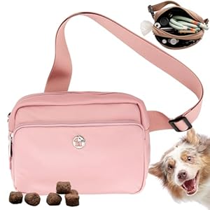 Dog treat pouch for pet training  zippered pockets  color match poop bag dispenser  crossbody  fanny pack belt bag  dog walking bag   cucciolini doodles