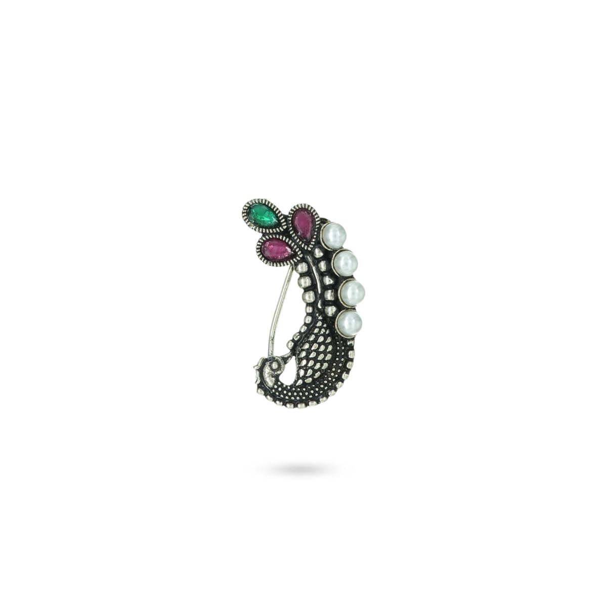 gargi by p.n. gadgil and sons | Utsaav Collection | Peacock Motif Nath | Nose Pin | Oxidized Polish | Gifts for Girlfriend, Women & Girls-picture-13