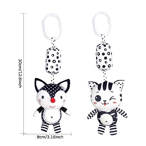 Cute Hanging Stroller Car Seat Toys For Baby, C Clip Hanging Animal Soft Toys With Rattles Bb Squeaker Distorting Mirror For Boys Girls 0-36 Months (Black-White) #TOP5