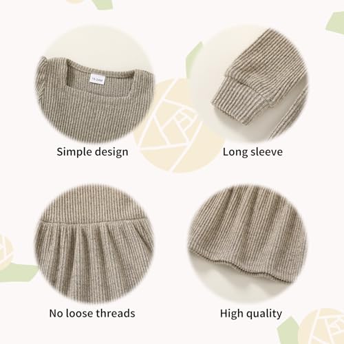 Toddler Girl Baby Dress Square Neck Long Sleeve Solid Color Casual Fall Outfits Winter Clothes for 1-7 Years - Image 5