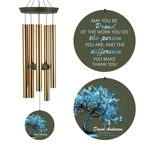 Image of Personalized Deep Tone Wind Chimes Memorial, Tree of Life Wind Chimes 30 /36 inch for Loss of Loved One, Bereavement Gifts Idea for Loss of Mom Dad Sister Brother
