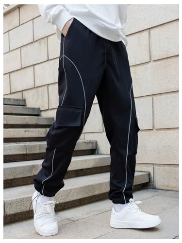 GORGLITTER Men's Stacked Y2k Sweatpants Baggy Wide Leg Track Pants with Flap Pocket3