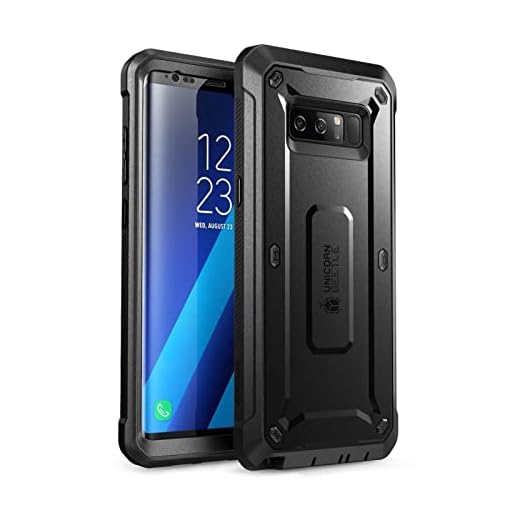 SUPCASE for Samsung Galaxy Note 8 Case with Screen Protector (Unicorn Beetle), [Built-in Belt Clip] Heavy Duty Full-Body Rugged Holster Protective Phone Case for Galaxy Note 8 (2017 Release), Black