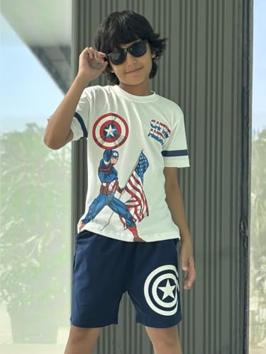 Image of Nap Chief Kids Cotton Official Marvel Superhero's Printed Co ord Sets for Boys & Girls, T Shirt and Shorts for Casual Wear