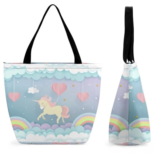Sac à main pour femme grand volume licorne nuage blanc voyage et cours