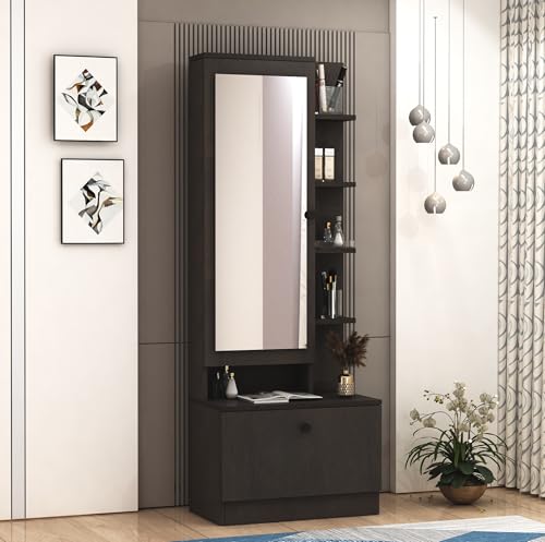 Image of DesignFit Engineered Wood Dressing Table with Mirror and Storage,Vanity Table with Closed and Open Storage for Bedroom, Home & Living Room (Wenge Finish)