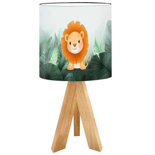 Lámpara de mesa infantil con base de trípode y pantalla de lino