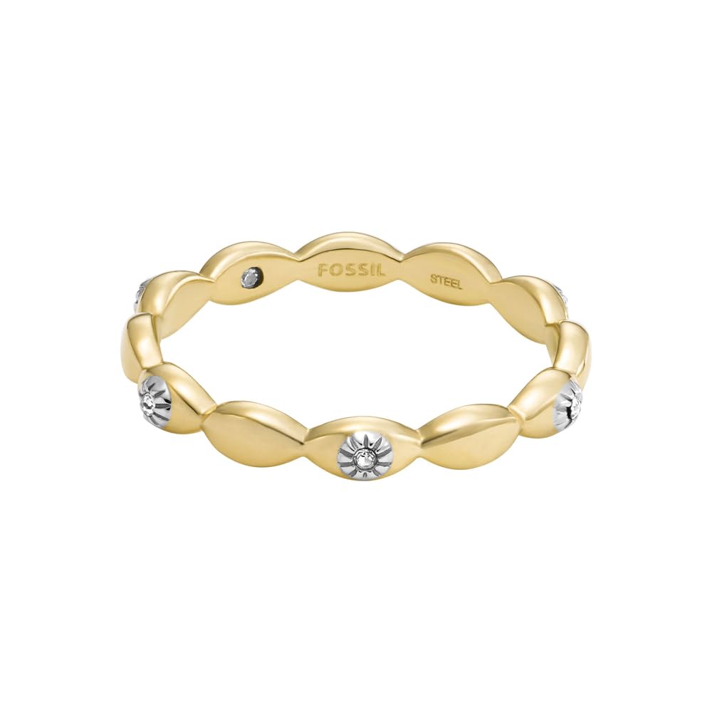 Fossil Damen-Ring Sutton Gold Edelstahl JF047967107, Edelstahl, Kein Edelstein