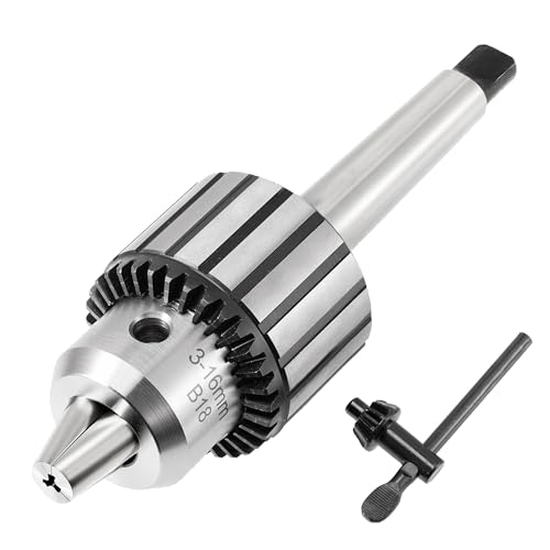 MACHALLY MT2 Drill Chuck 5/8 (3-16mm) with Tang Arbor Heavy Duty Keyed Chuck with K32 Key B18 Mount MT2 Morse Taper Shank Forged Steel for Drill Press and Lathe Tailstock Model B18-MTA2