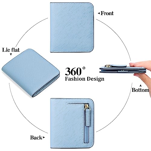 Women's Slim Foldable Wallet - Ultra Thin Minimalist Card Holder with RFID Protection (Blue)3