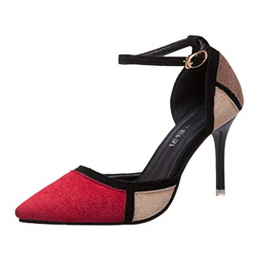 Gusspower Sandalias de Noche de Tacon Alto de Mujer Zapatos de Vestir Verano 7.5 cm Zapatos de Punta Abierta Tacón de Aguja con Hebilla Elegante Zapatos Profesionales Peep Toe Sexy Zapatos Fiesta